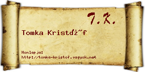 Tomka Kristóf névjegykártya