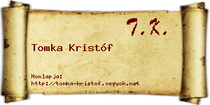 Tomka Kristóf névjegykártya